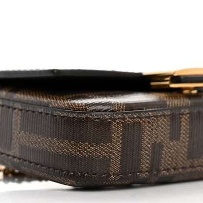 Fendi Glazed Fabric FF 1974 Nano Baguette Charm Mogano Panna 7 of 9