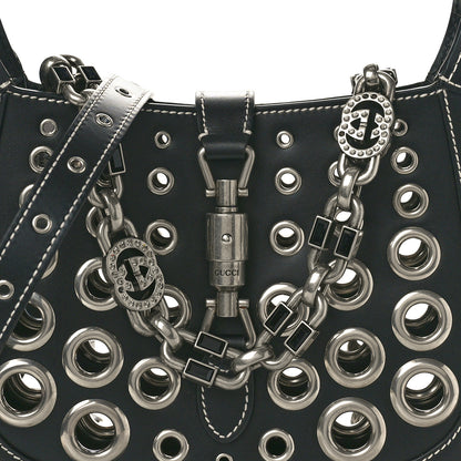 Gucci Calfskin Ha Ha Ha Jackie 1961 Eyelet Hobo Black 7 of 10