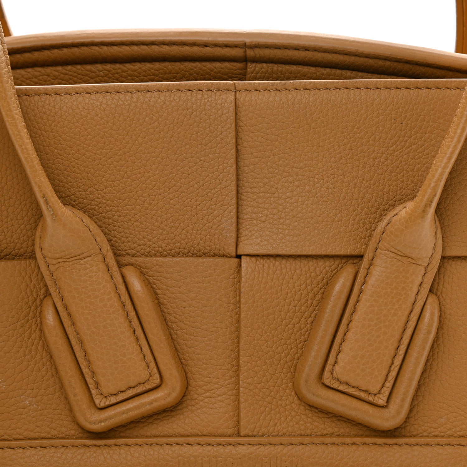 Bottega Veneta Grained Calfskin Maxi Intrecciato Mini Arco Caramel 9 of 11