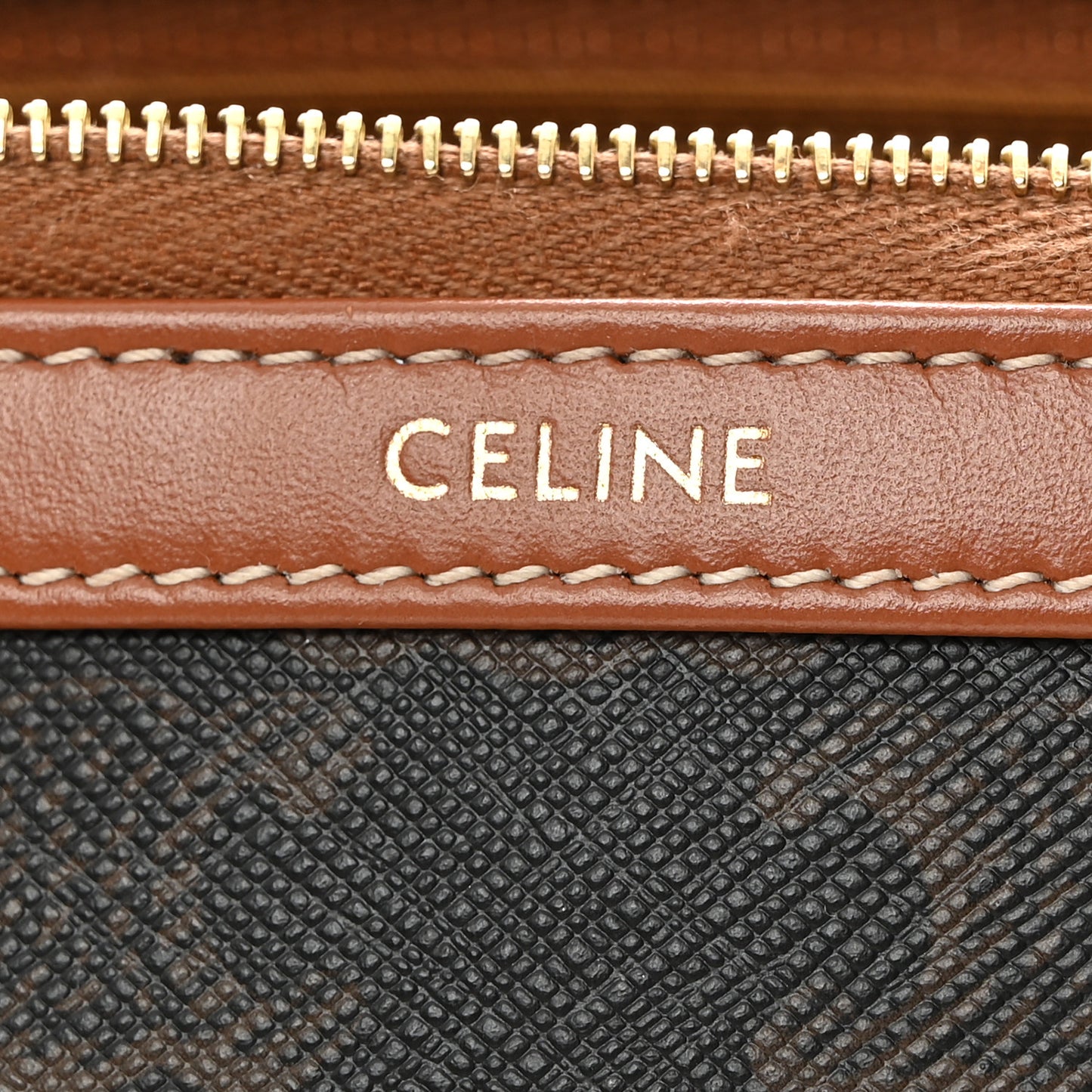 Triomphe Canvas Calfskin Medium Cosmetic Pouch Tan