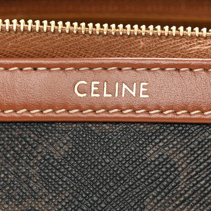 Celine Triomphe Canvas Calfskin Medium Cosmetic Pouch Tan 6 of 7