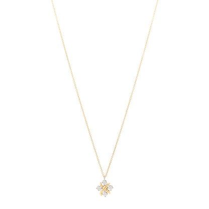 Tiffany Platinum 18K Yellow Gold Diamond Schlumberger Lynn Pendant Necklace 1 of 6