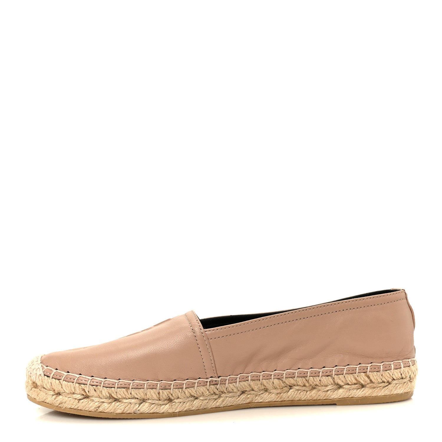 Saint Laurent Lambskin Monogram Espadrilles 37.5 Nude 1 of 9