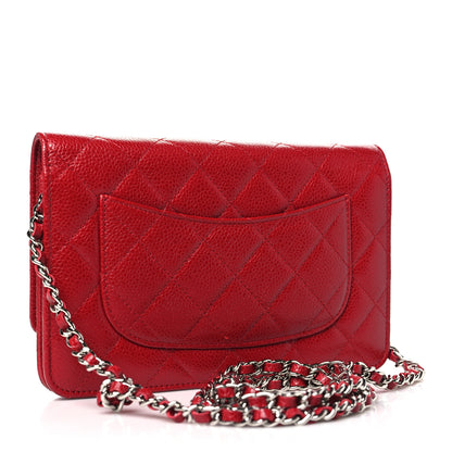 Chanel Caviar Quilted Wallet on Chain WOC Red 3 of 11