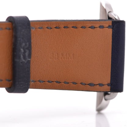 Hermes Barenia Eperon D'Or 38mm Apple Watch Single Tour Band Marine 4 of 5