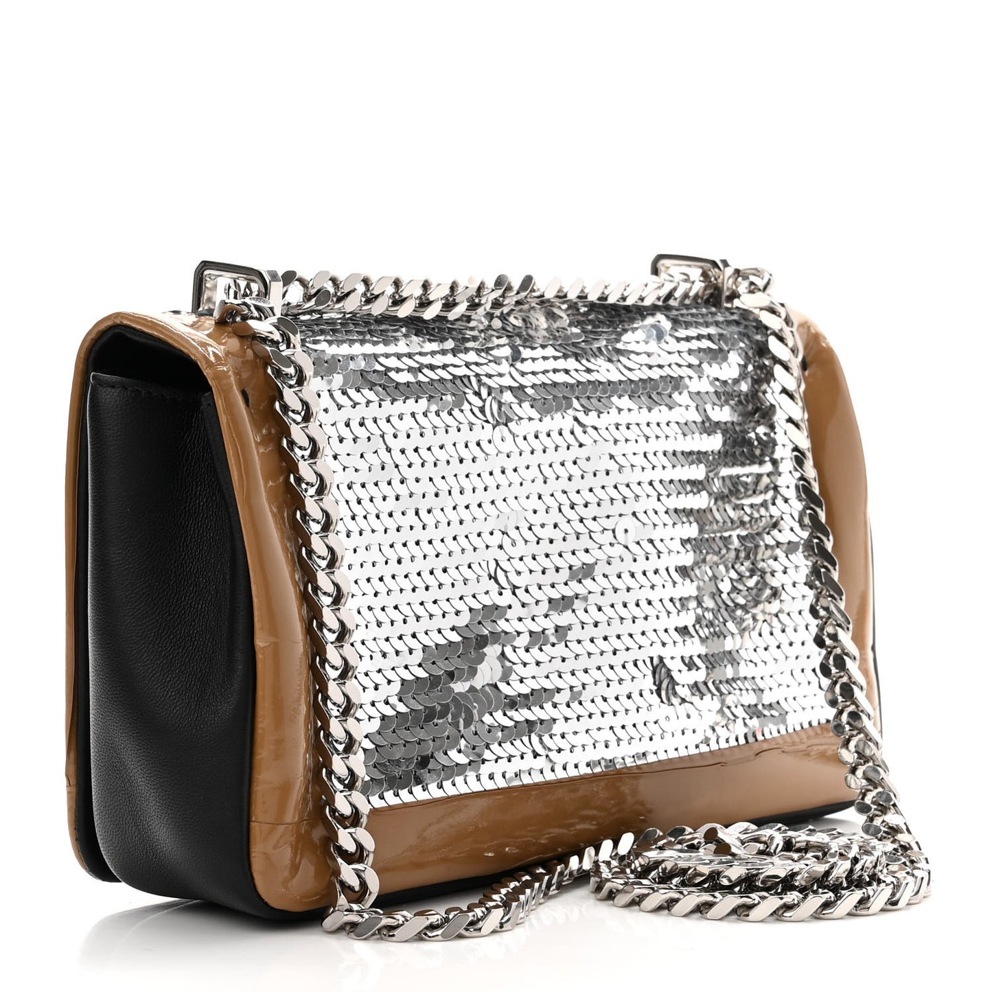 Patent Sequin Embellished Small TB Lola Bag Black