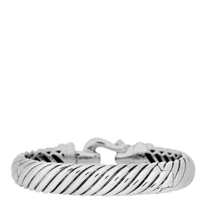 David Yurman Sterling Silver Diamond 10mm Cable Buckle Bracelet 2 of 3