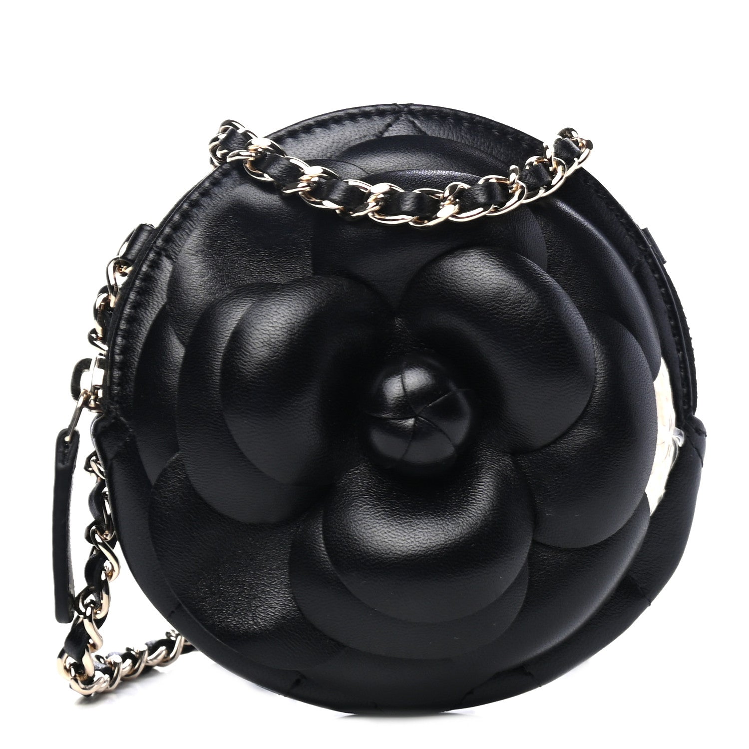 Chanel Lambskin Mini Camellia Bouquet Clutch With Chain Black 1 of 4