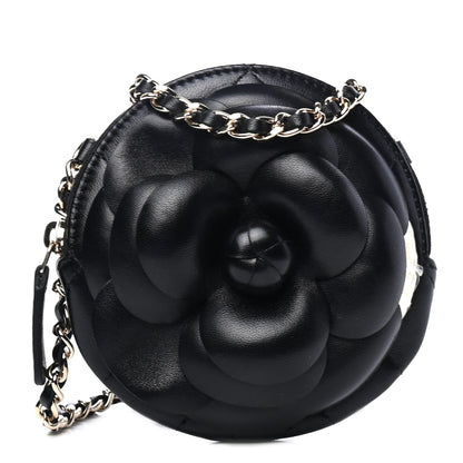Chanel Lambskin Mini Camellia Bouquet Clutch With Chain Black 1 of 4