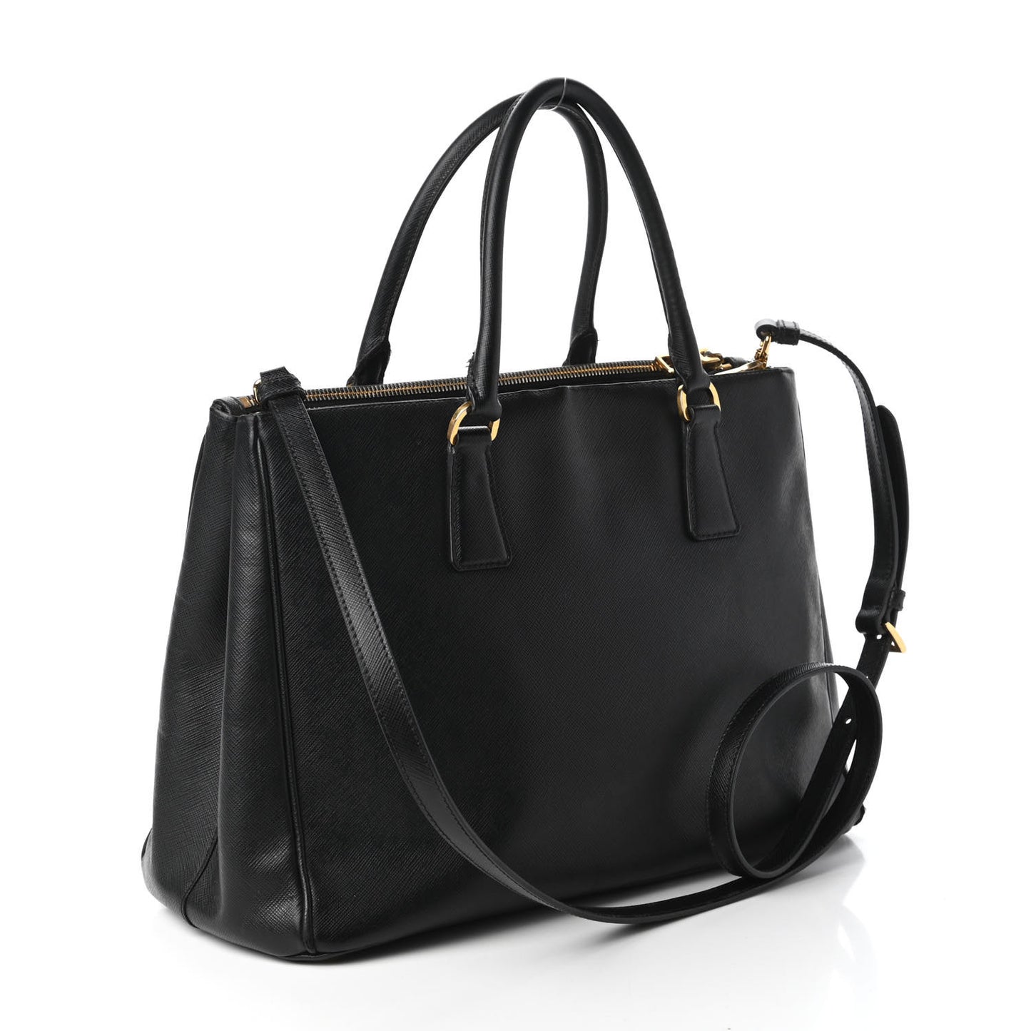 Saffiano Medium Galleria Double Zip Tote Black