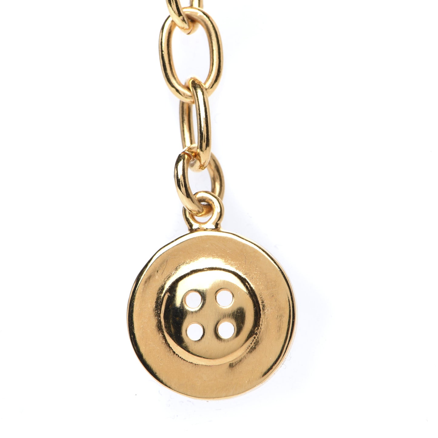 Pearl CC Paris Button Short Necklace Gold