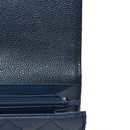 Chanel Iridescent Caviar Quilted Large Gusset Flap Wallet Dark Blue 8 of 9
