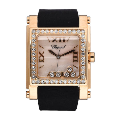 Chopard 18K Yellow Gold Satin Diamond Bezel Mother of Pearl 36mm Happy Diamonds Quartz Watch 1 of 8