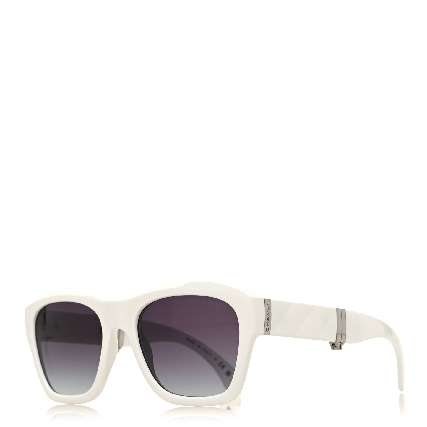 Acetate Metal Square Folding Sunglasses 6055-B White