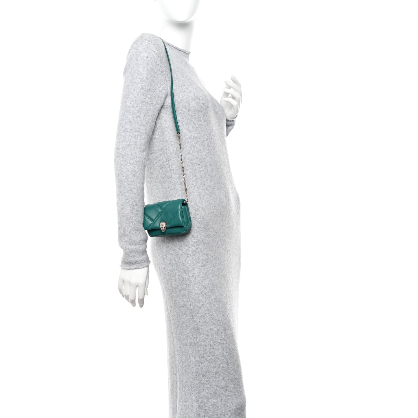 Metallic Calfskin Serpenti Cabochon Micro Bag Emerald Green