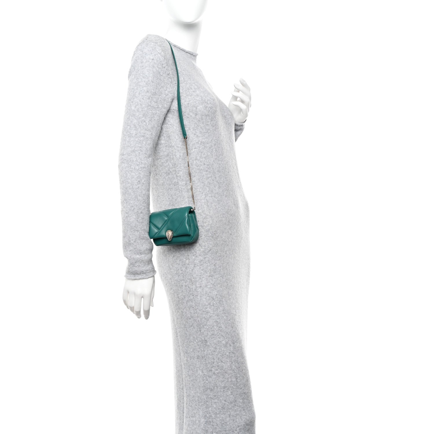 Bulgari Metallic Calfskin Serpenti Cabochon Micro Bag Emerald Green 2 of 10