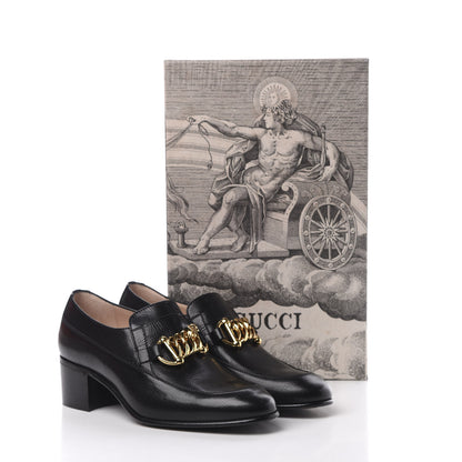 Gucci Goatskin Womens Chain Mid-Heel Loafers 36.5 Black 9 of 9