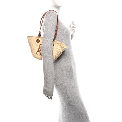 Loewe Calfskin Raffia Small Anagram Basket Tote Bag Natural Tan 2 of 12