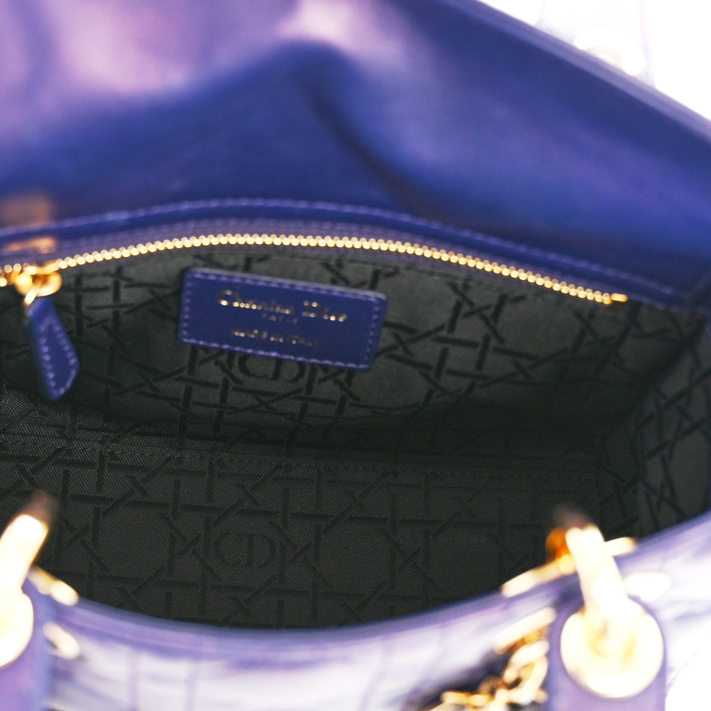 Lambskin Cannage Small Jeweled Owl Lady Dior Blue