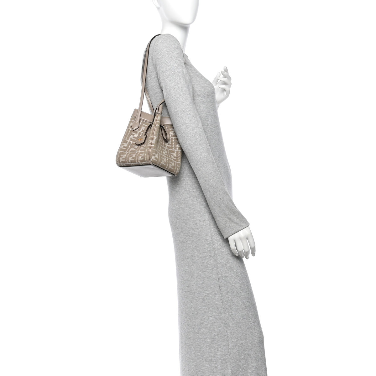 Fabric Jacquard Vitello Grace FF 1974 Mini Fendi Origami Dove White Dove