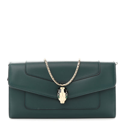 Bulgari Calfskin Serpenti Forever Chain Wallet Green 1 of 11