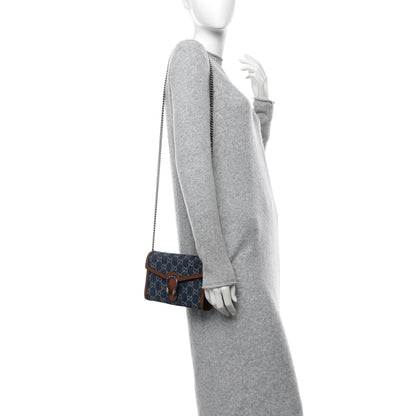 Gucci New Denim GG Monogram Dollar Calfskin Enamel Mini Dionysus Chain Wallet Blue Tea Cuir Epilog Electric Blue 2 of 10