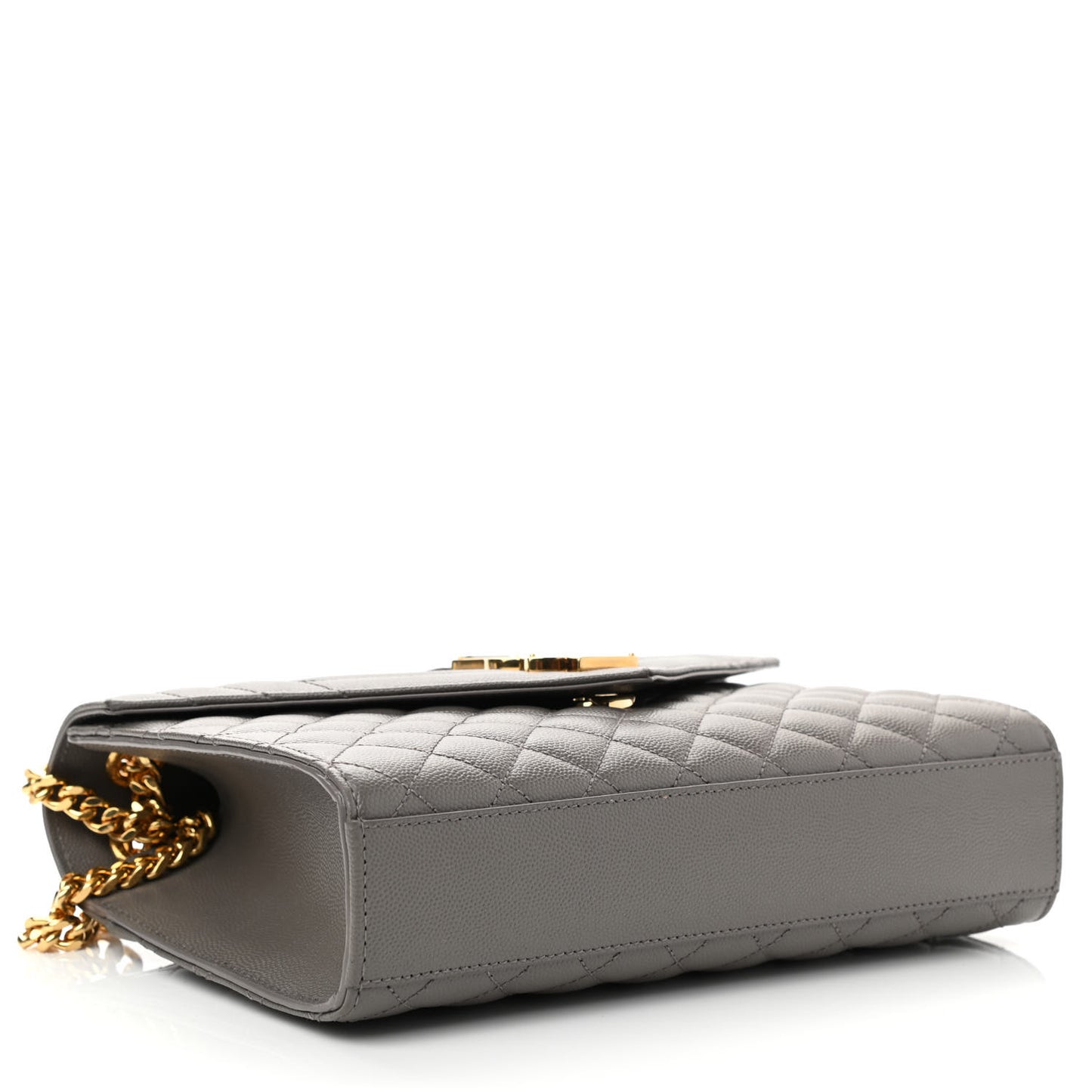 Grain De Poudre Textured Mixed Matelasse Medium Triquilt Monogram Satchel Fog