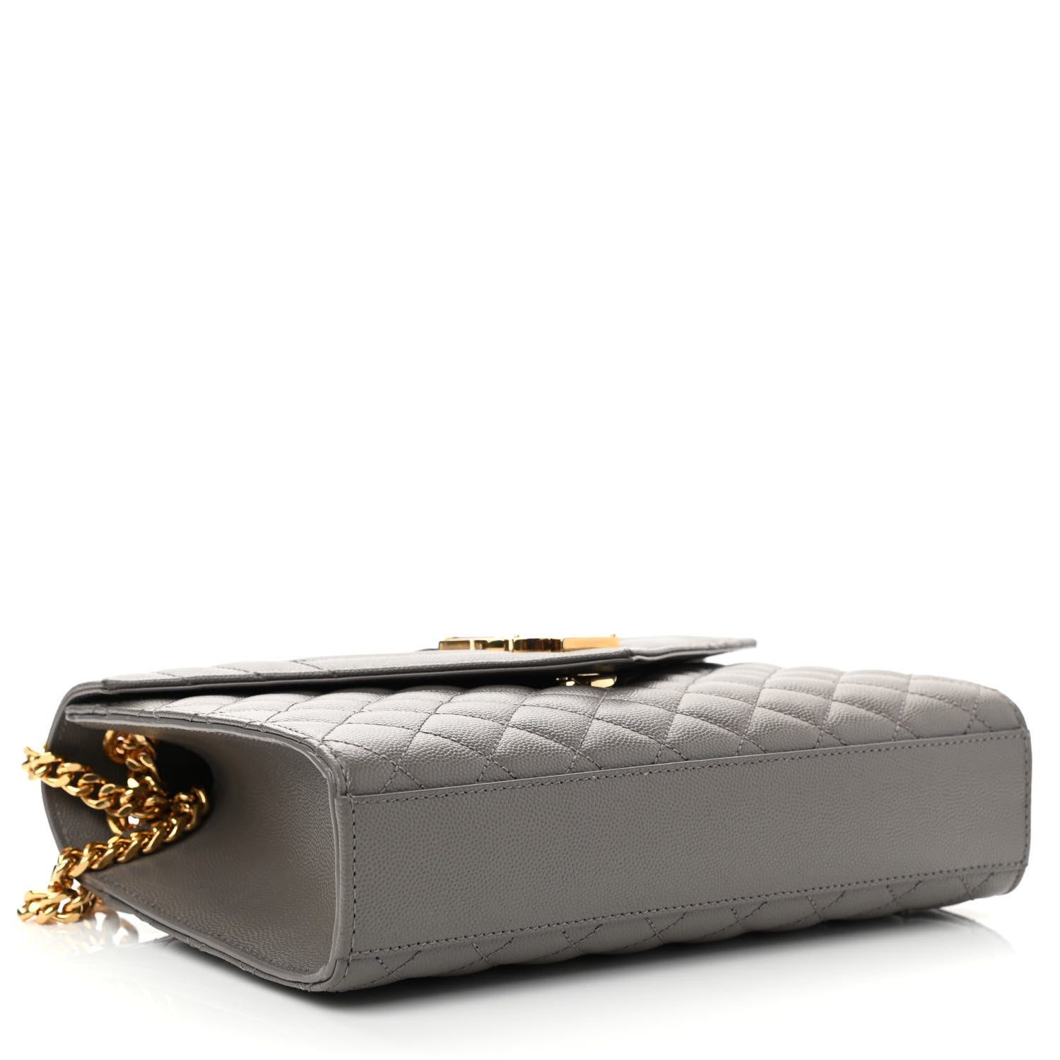 Saint Laurent Grain De Poudre Textured Mixed Matelasse Medium Triquilt Monogram Satchel Fog 4 of 10