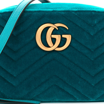 Gucci Velvet Matelasse Small GG Marmont Chain Shoulder Bag Pavone Cyan 8 of 10
