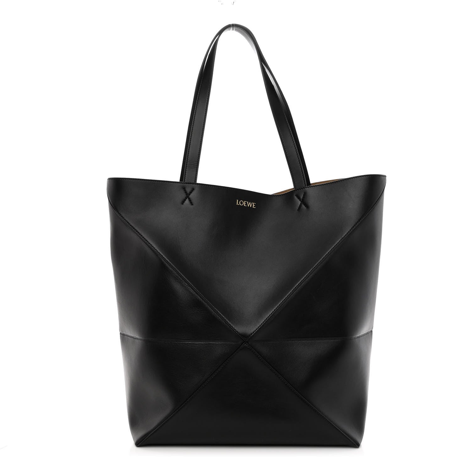 Loewe Shiny Calfskin Large Puzzle Fold Tote Black 1 of 8