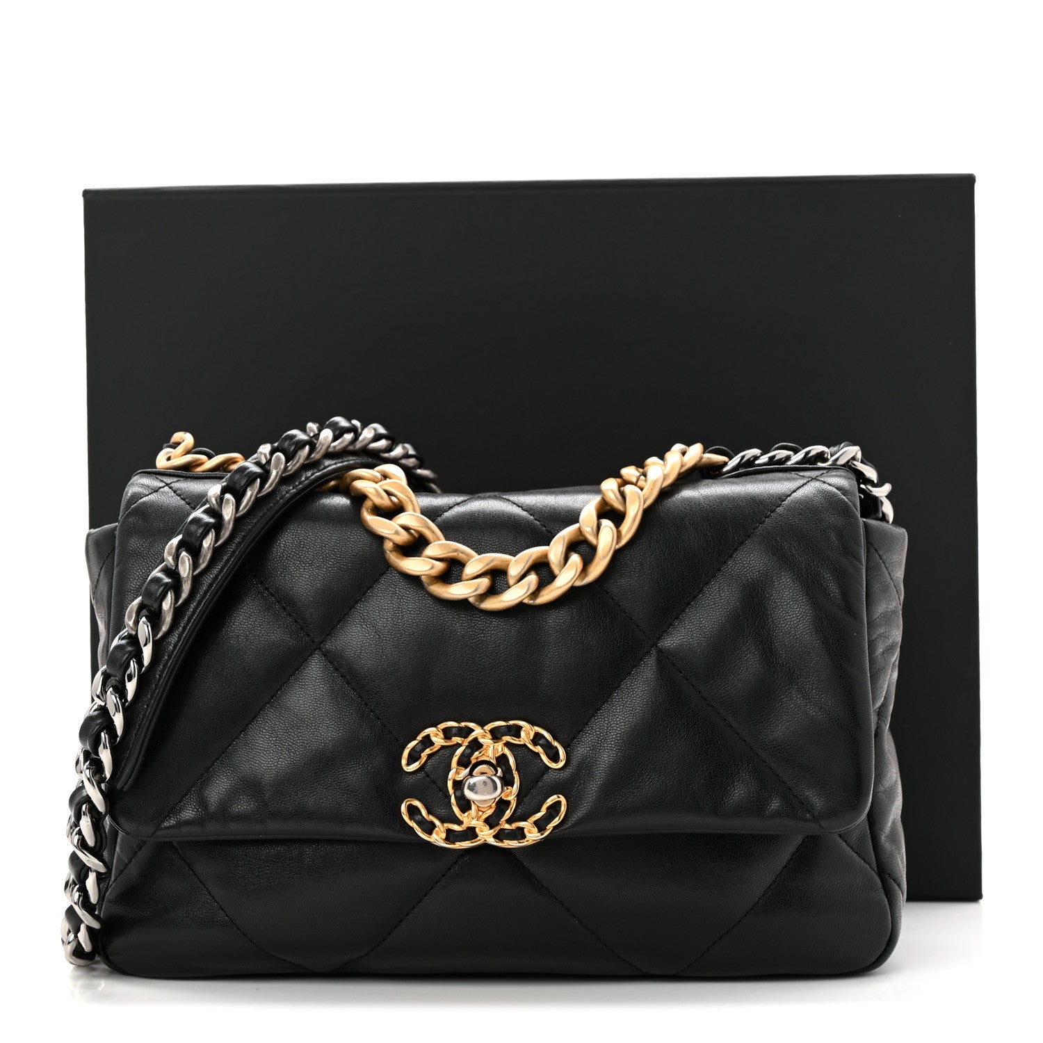 Chanel Goatskin Quilted Medium Chanel 19 Flap Black 11 of 11