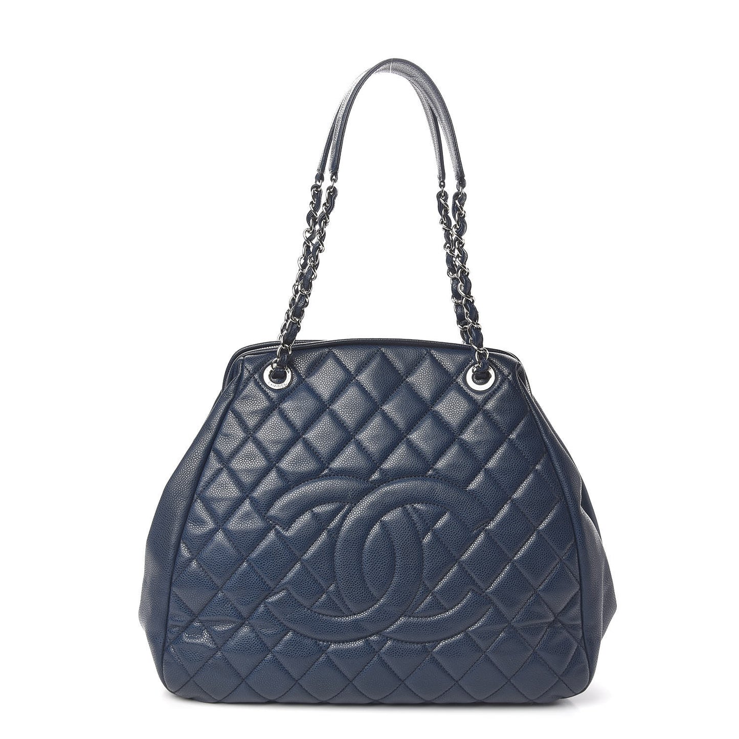 Caviar Quilted Framed Bowling Bag Navy