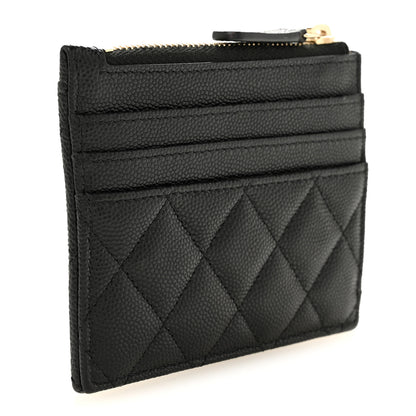 Chanel Caviar Quilted CC Zip Card Holder Black 3 of 8