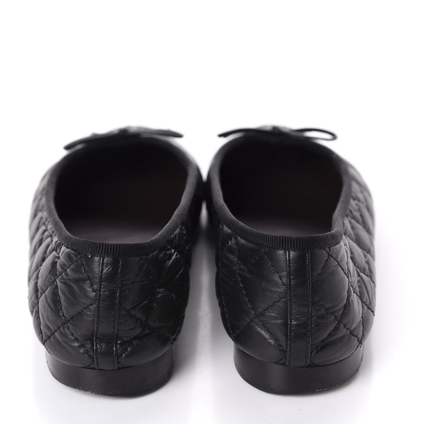 Aged Calfskin Quilted CC Cap Toe Ballerina Flats 39 Black