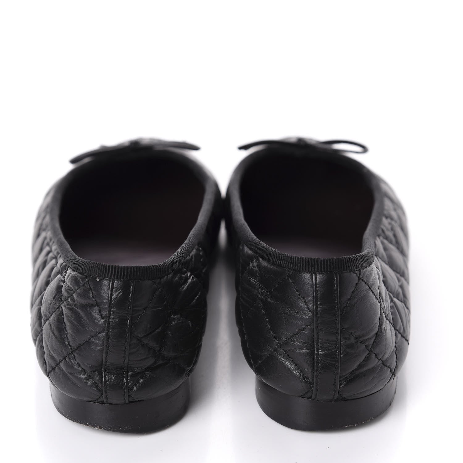 Chanel Aged Calfskin Quilted CC Cap Toe Ballerina Flats 39 Black 6 of 11
