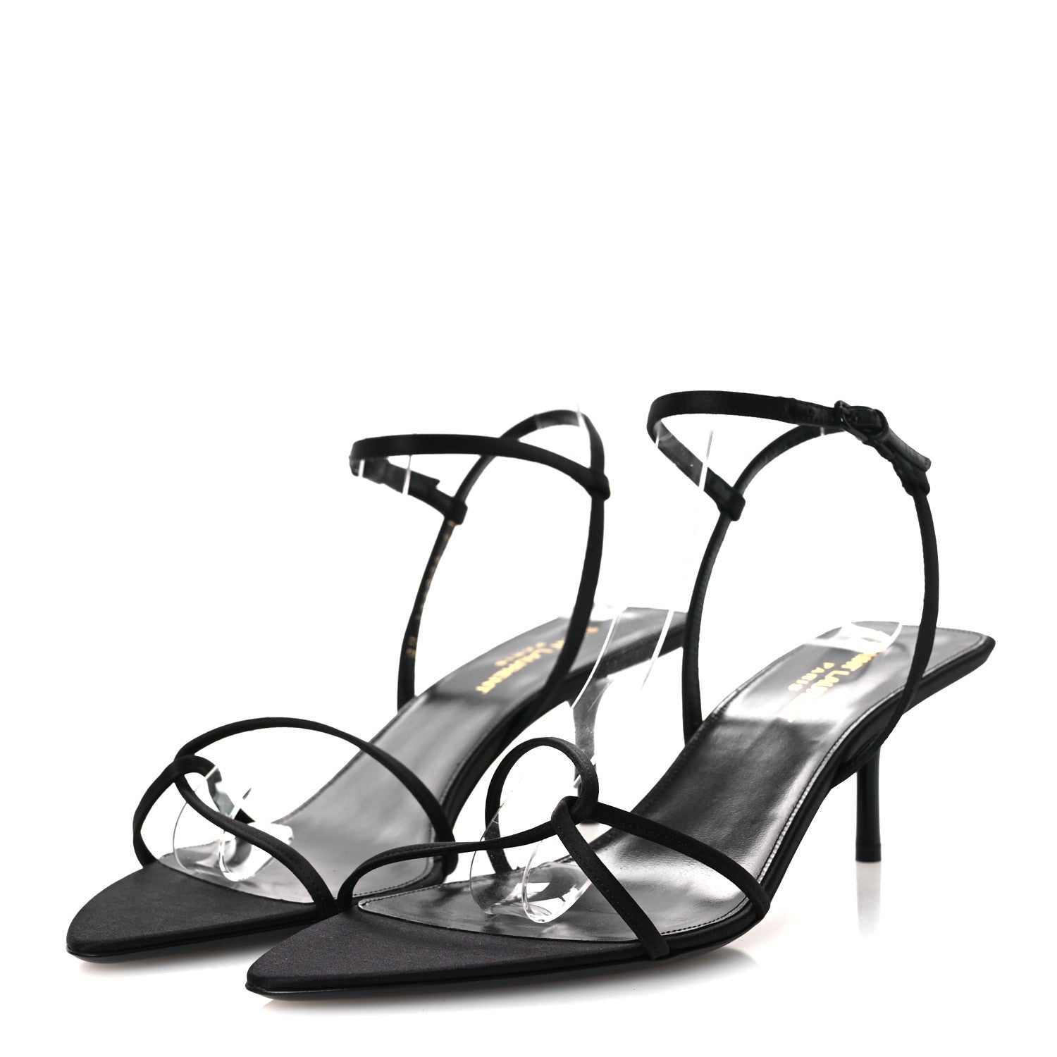 Saint Laurent Crepe Satin Clara 55 Ankle Strap Sandals 41 Black 4 of 13