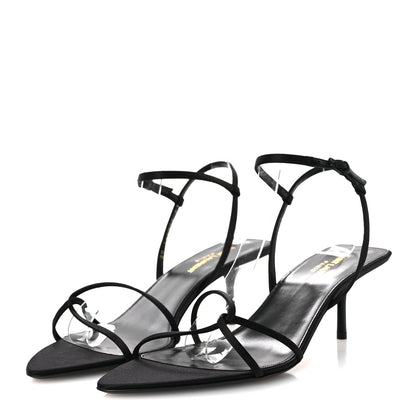 Saint Laurent Crepe Satin Clara 55 Ankle Strap Sandals 41 Black 4 of 13