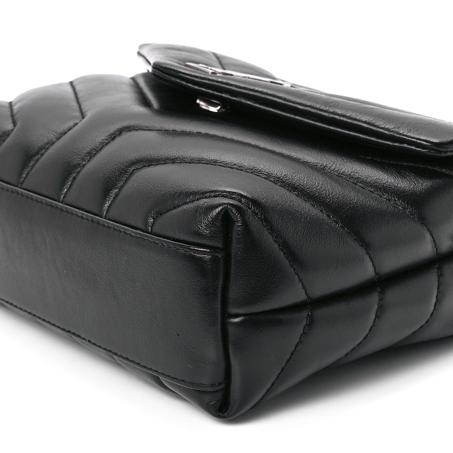 Calfskin Y Quilted Monogram Toy Loulou Crossbody Bag Black
