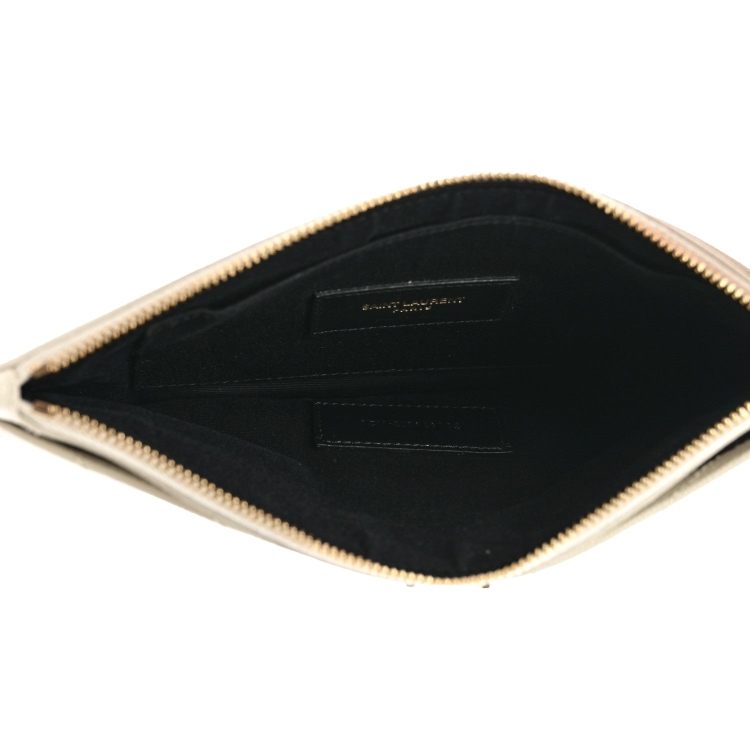 Saint Laurent Grain De Poudre Chevron Monogram Large Bill Pouch Blanc Vintage 4 of 9