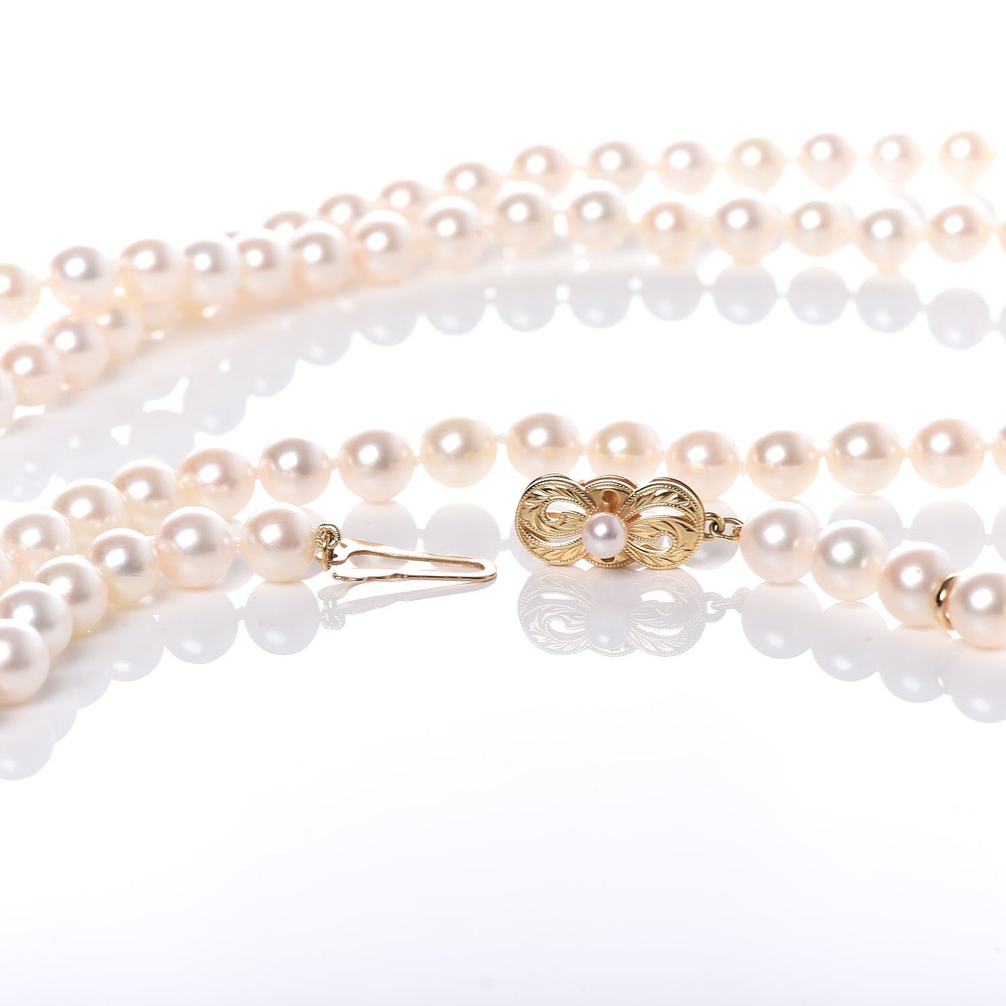 18K Yellow Gold Akoya Pearl 6.5-7mm Necklace 40.5