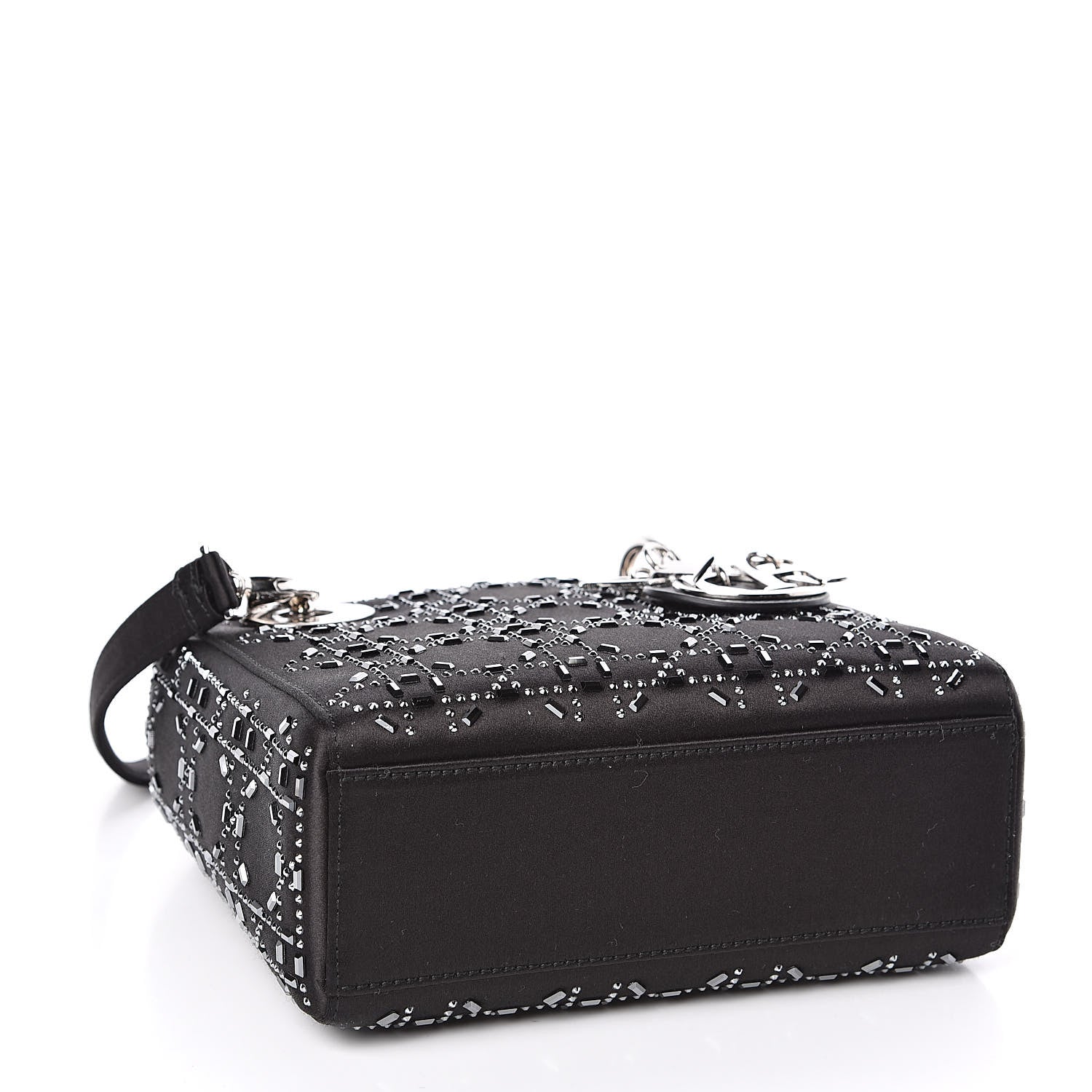 Christian Dior Satin Crystal Cannage Mini Lady Dior Black 4 of 10