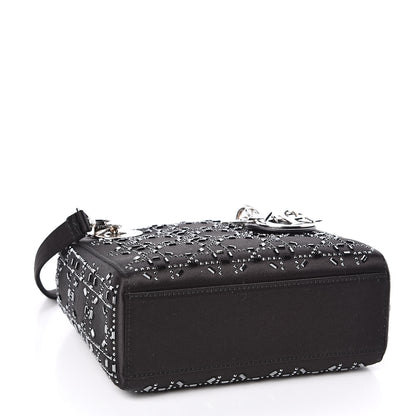 Christian Dior Satin Crystal Cannage Mini Lady Dior Black 4 of 10