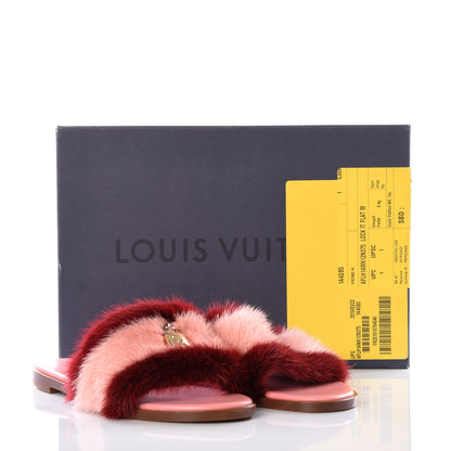 Louis Vuitton Mink Fur Lock It Flat Mule 37.5 Bordeaux 11 of 11
