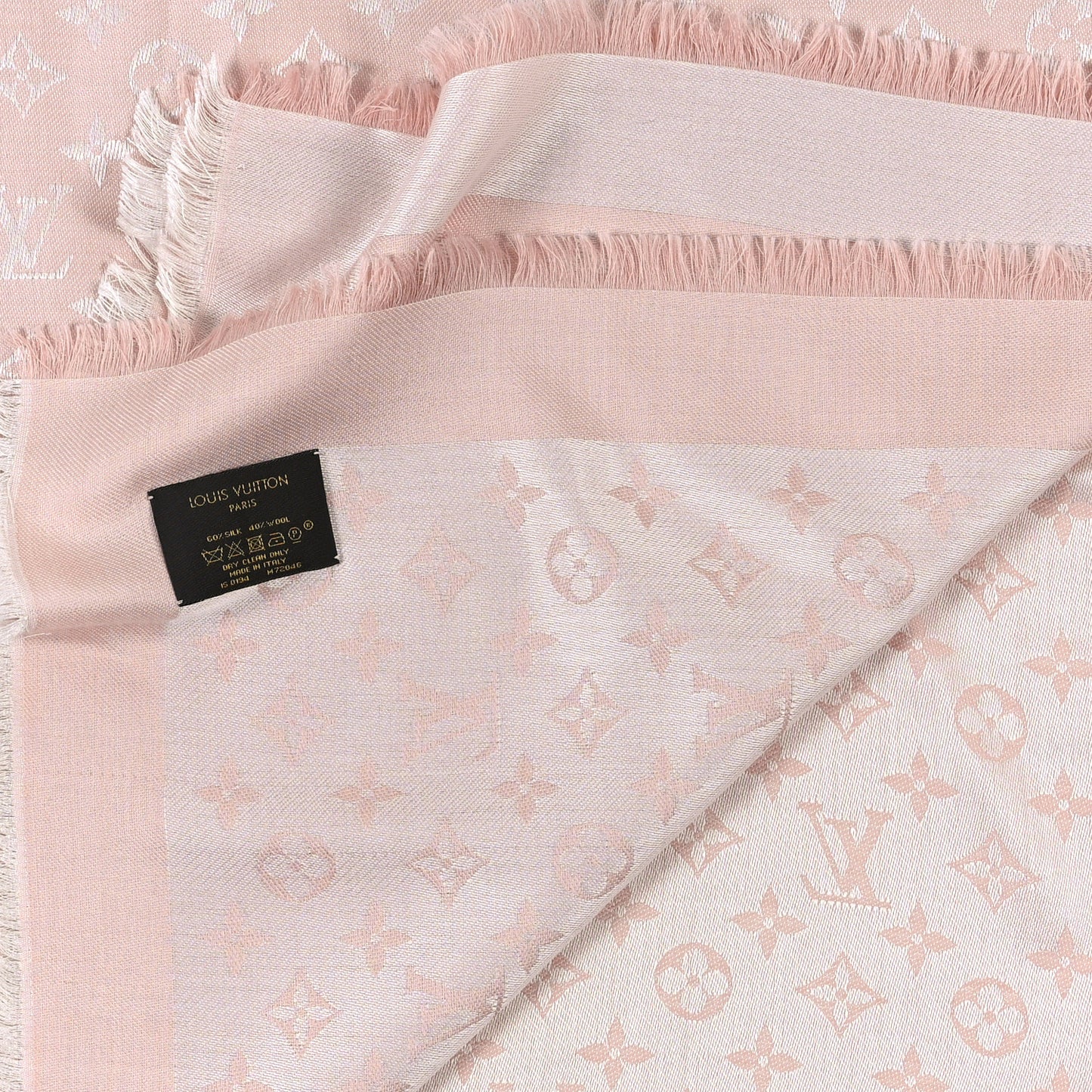 Silk Wool Monogram Denim Shawl Rose
