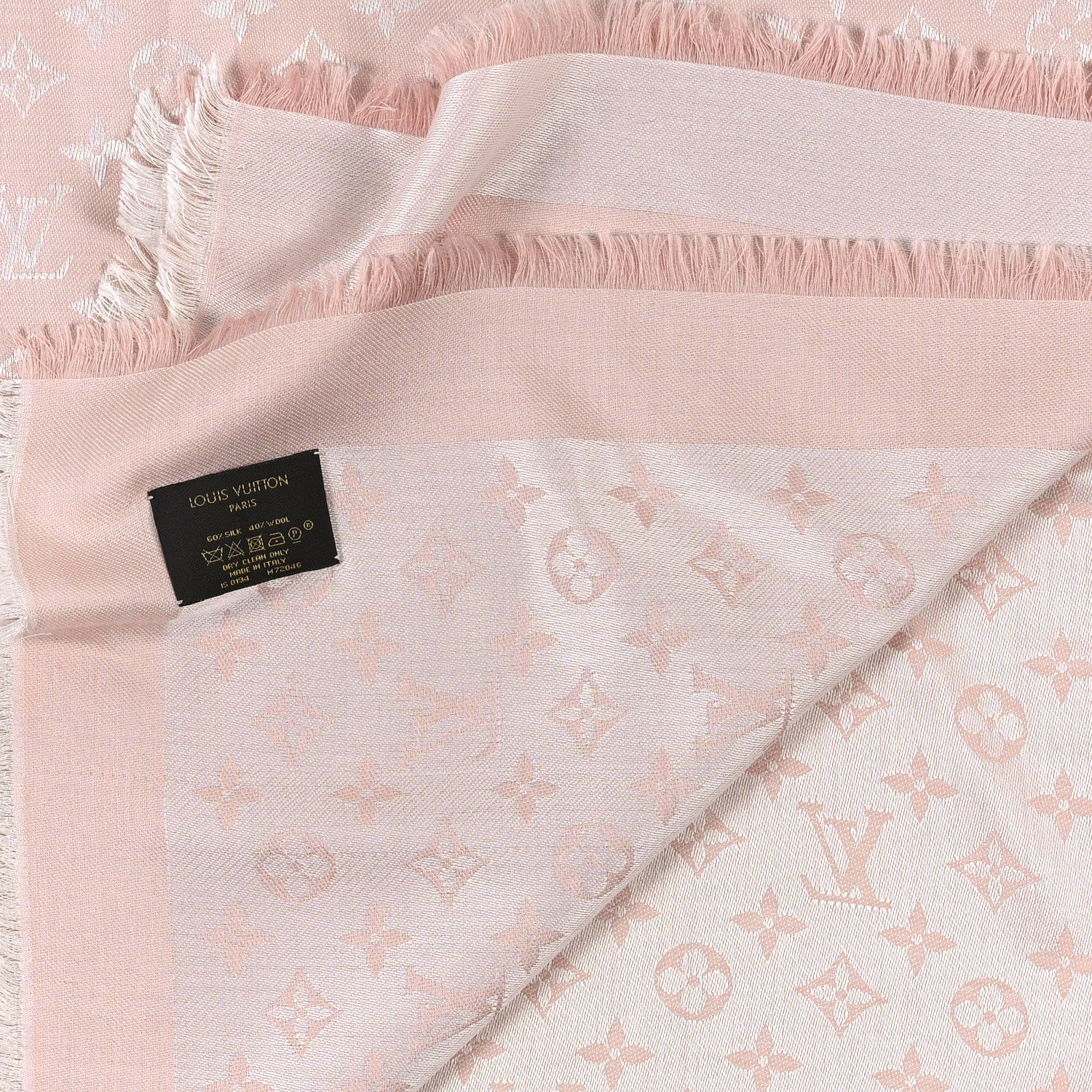 Louis Vuitton Silk Wool Monogram Denim Shawl Rose 3 of 4