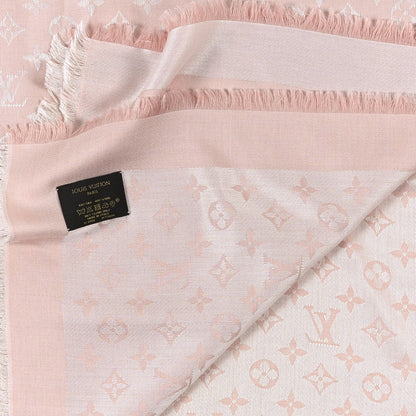 Louis Vuitton Silk Wool Monogram Denim Shawl Rose 3 of 4