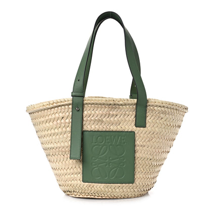 Loewe Raffia Small Basket Tote Bag Natural Green 1 of 8