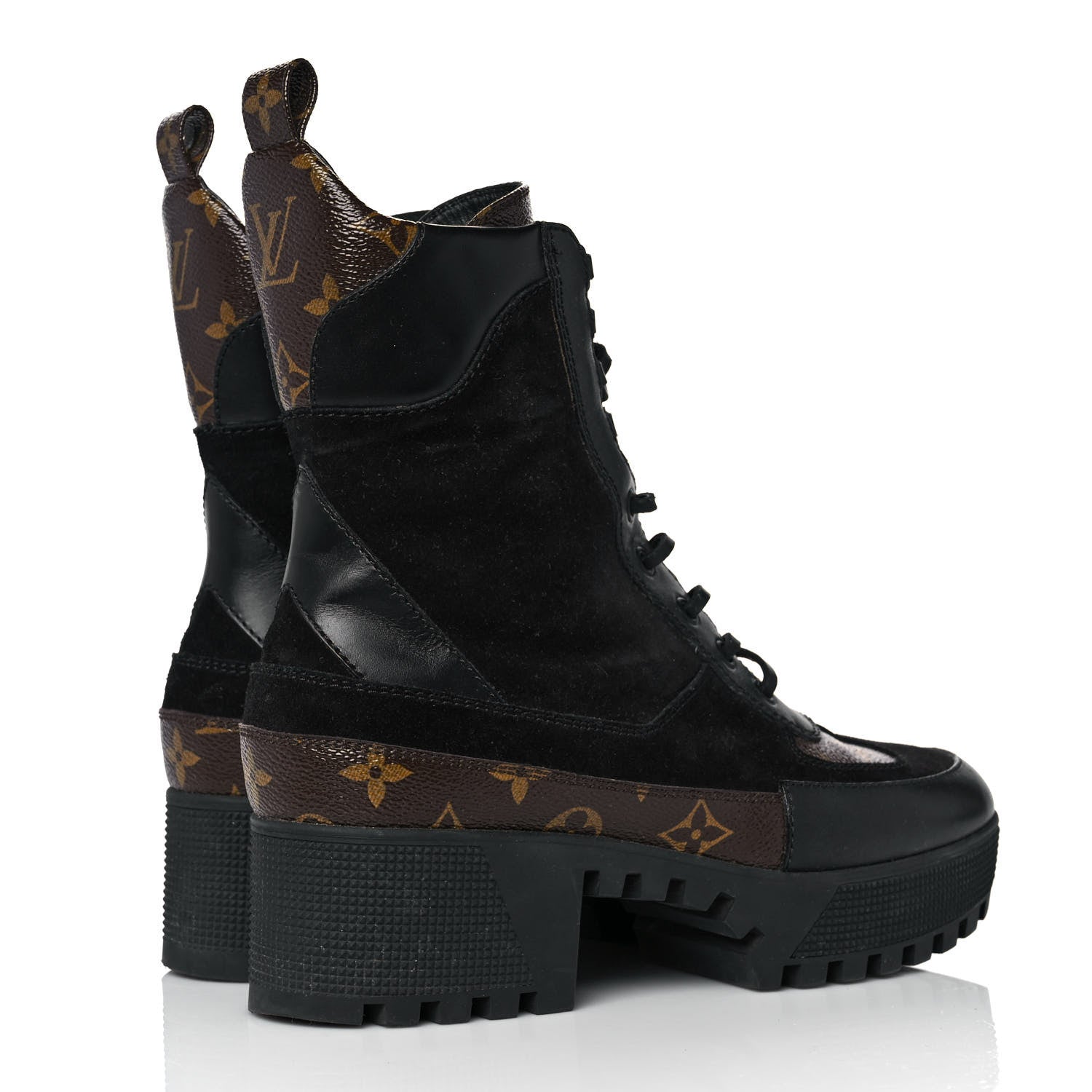 Louis Vuitton Suede Calfskin Monogram Laureate Platform Desert Boots 38.5 Black 4 of 7