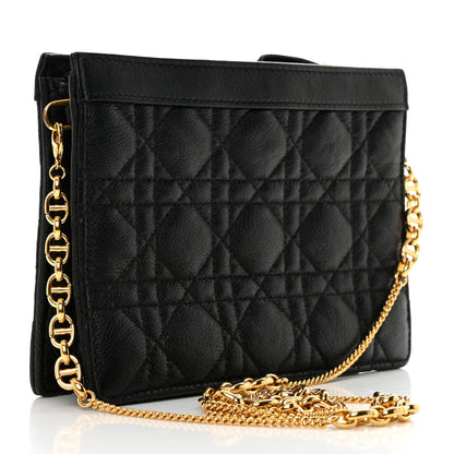 Christian Dior Calfskin Cannage Caro Zipped Pouch With Chain Black 2 of 10