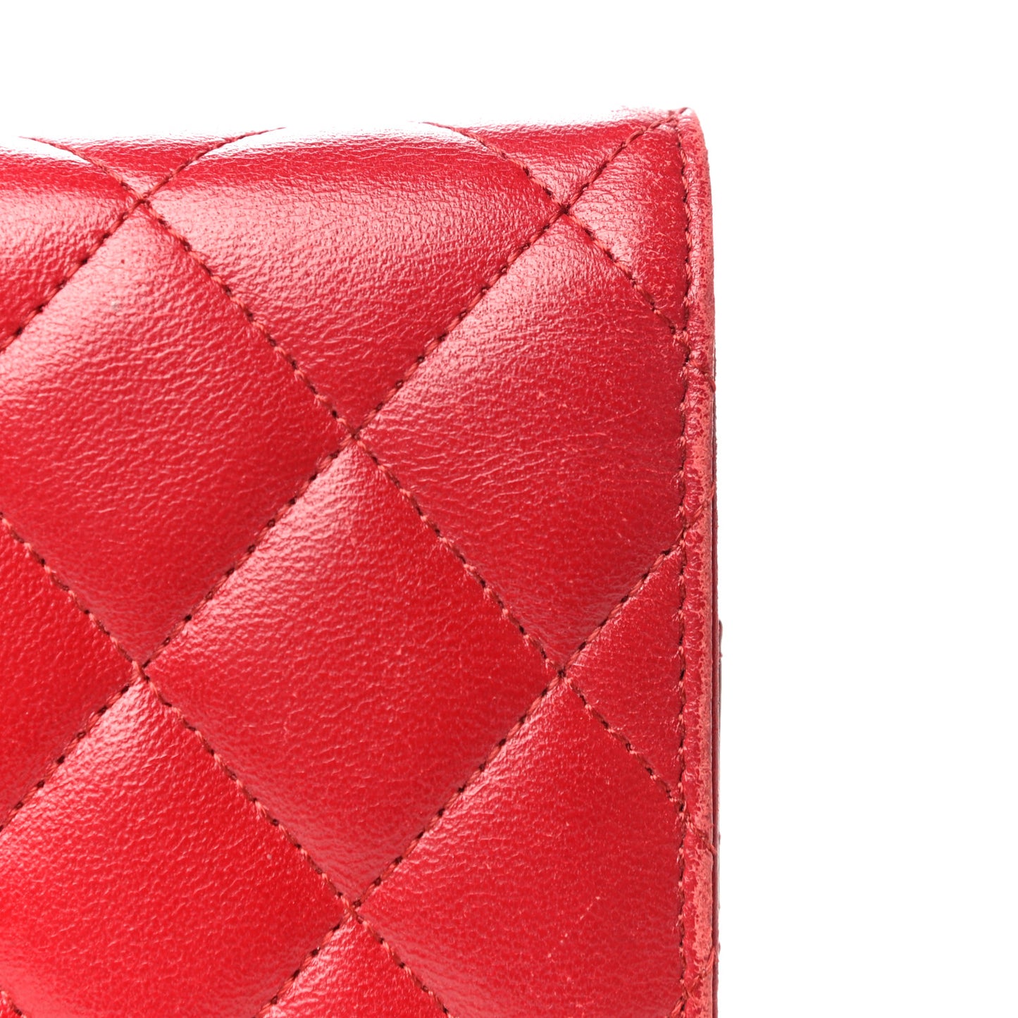 Lambskin Quilted Wallet on Chain WOC Red